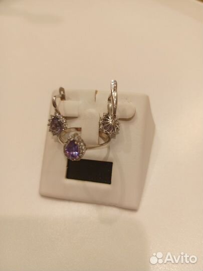 Комплект из серебра, шпинель, цирконы