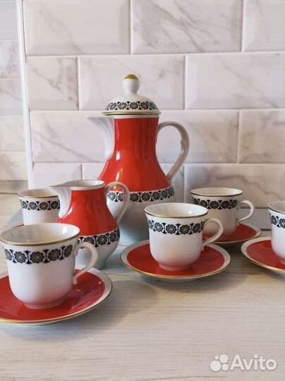 Кофейный сервиз фарфоровый, гдр, 1960-70 годов