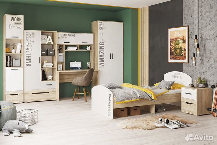 Кровать Джуниор Дуб сонома св/Белый сп.м 0,9х2,0 2