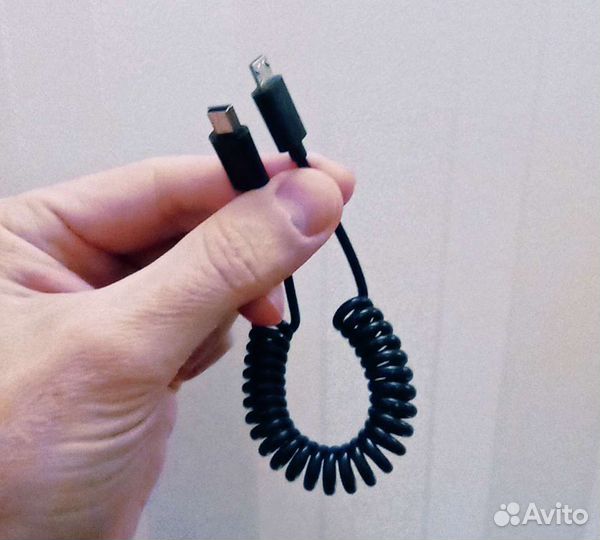 Кабель-пружинка переходник USB-mini - USB-micro