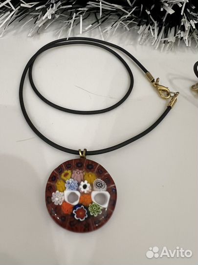 Кулон с подвеской из муранского стекла. Оригинал