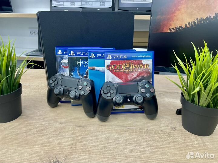 Sony PS4 Slim 2 геймпада 4 игры 1Tb 2 ревизия