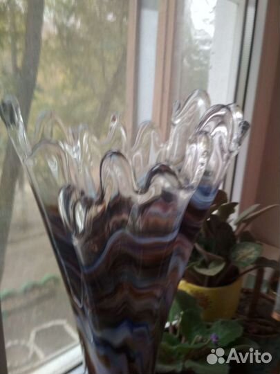 Ваза для цветов большая 45 см цветное стекло