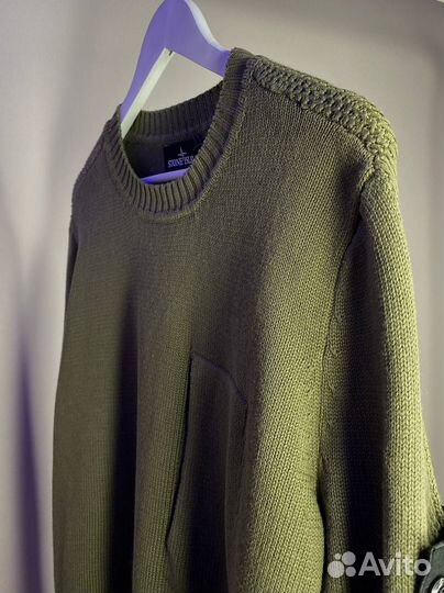 Свитер Stone Island боковой карман зеленый