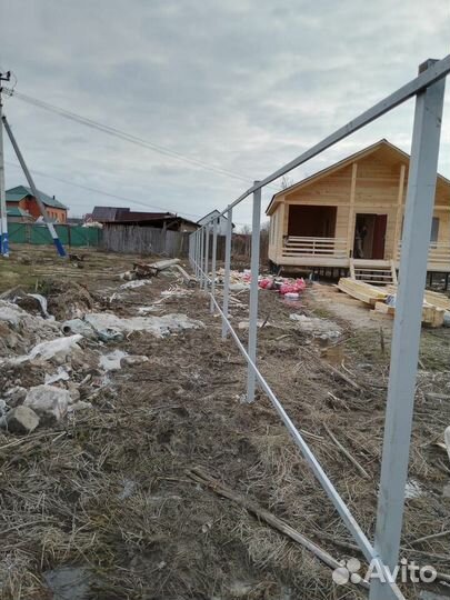 Забор из сетки рабицы с установкой