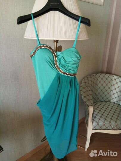 Вечернее Стильное Платье Италия, цвет бирюза