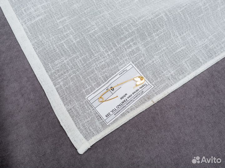 Готовый тюль лен фэнтези белый, кремовый