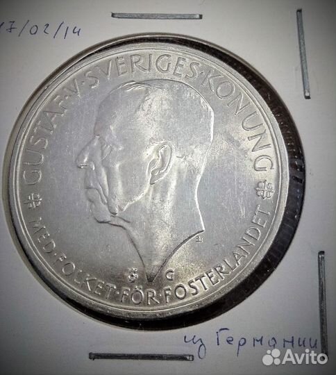 5 крон 1935 Швеция, 500 лет Риксдагу UNC серебро