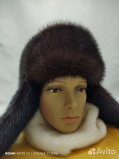 Шапка ушанка норковая женская
