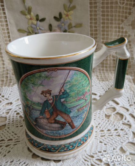 Подарок рыбаку фарфоровая пивная кружка от James S