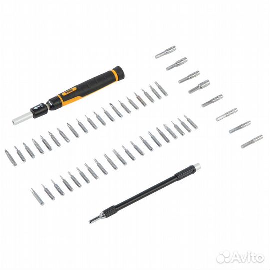 Отвертка с набором бит и головок Denzel