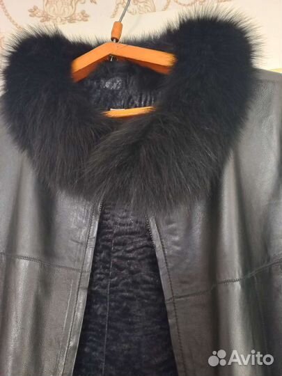 Кожаное пальто зимнее