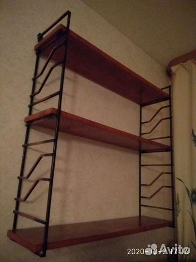 Полка - стеллаж (дерево+медный металл )