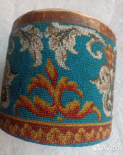 RRR Старинная табачница Мельчайший бисер Россия до