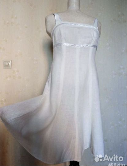 Платье женское белое лен 44 46