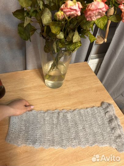 Шарф кружево, кролик, ручная работа