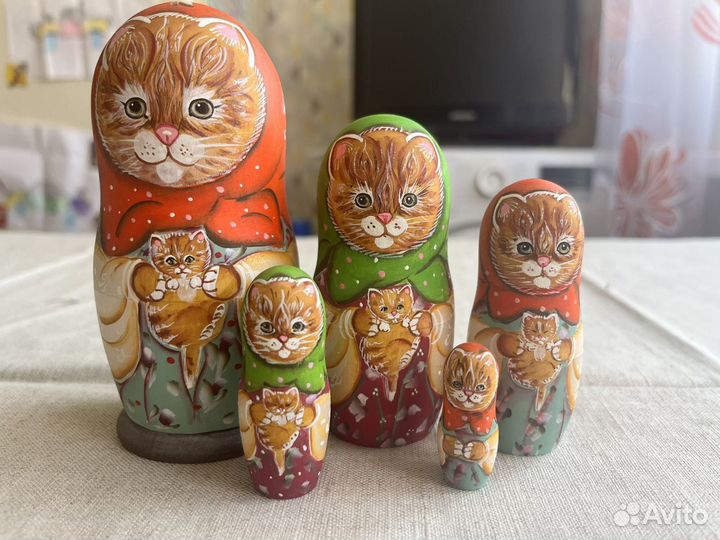 Матрёшка Кошка с котёнком 5 в 1