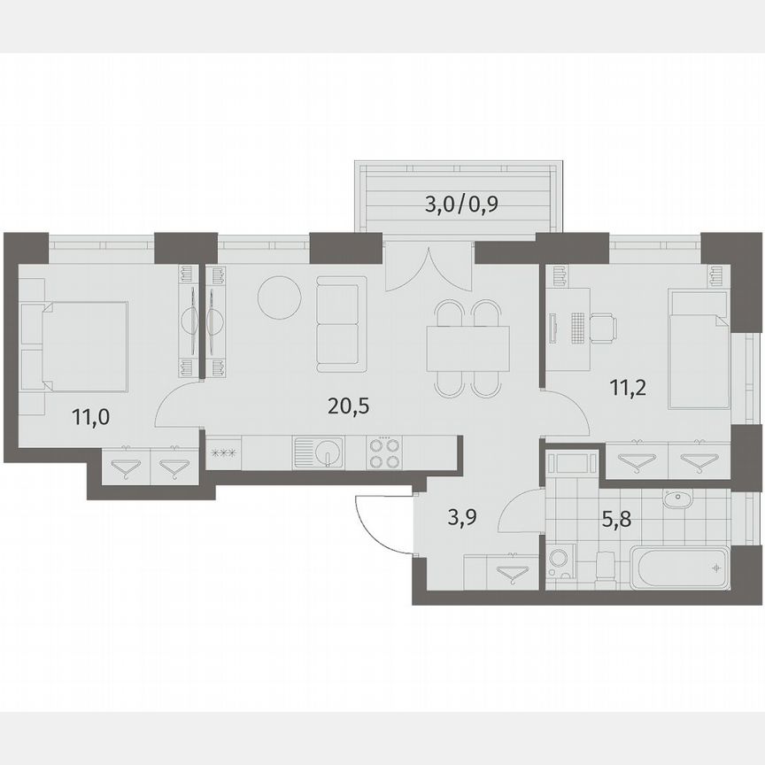 2-к. квартира, 53,3 м², 5/11 эт.