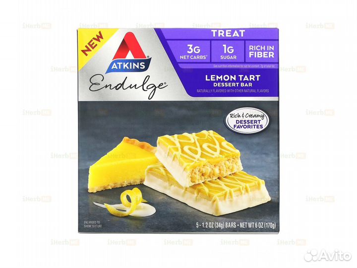 Endulge, Лимонный пирог, 5 батончиков по 34 г (1