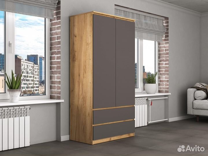 Распашной Шкаф с 2 дверями, 2 ящиками, полками Хит