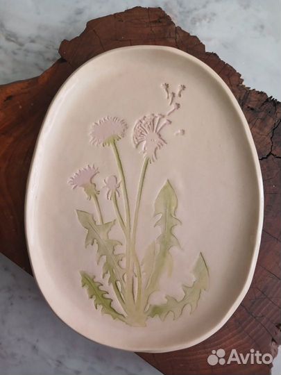 Тарелка Одуванчики (глиняная)