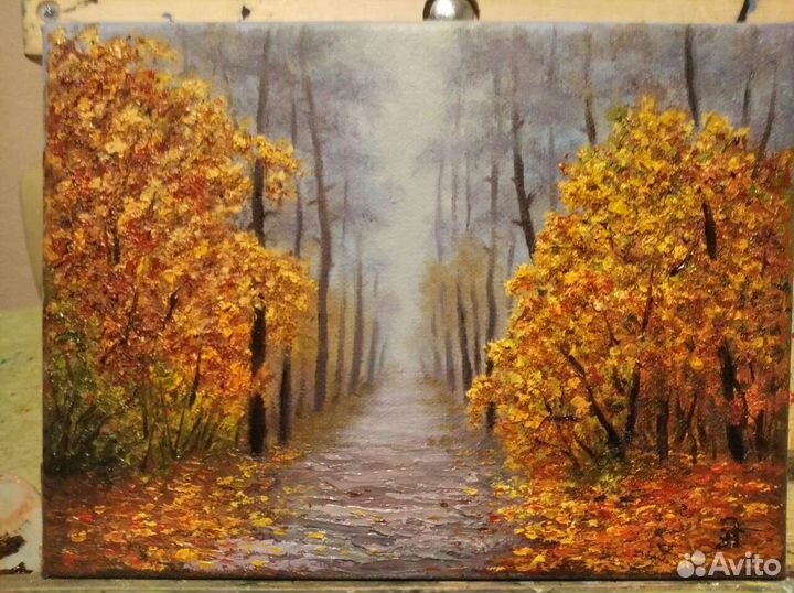 Картина маслом на холсте Осенний пейзаж