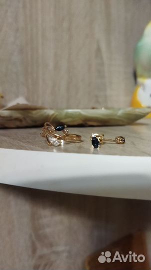 Серьги, подвеска с сапфирами
