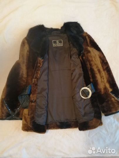 Полушубок (куртка) из мутона с норковым воротником