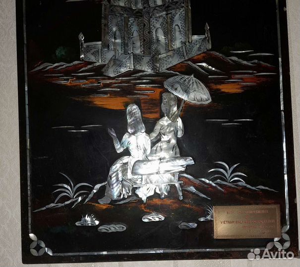 Старинное панно Le-Minh Cong Вьетнам перламутр