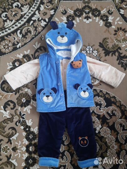 Костюм утеплен демисезонный тройка для мальчика 80