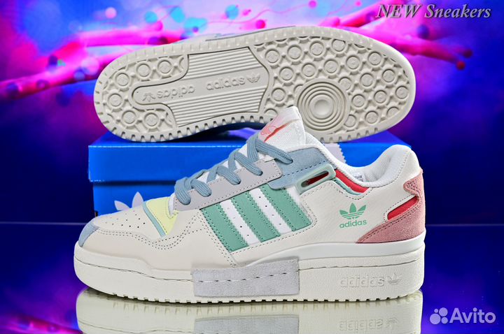 Adidas Forum Exhibit in White Blue Pink