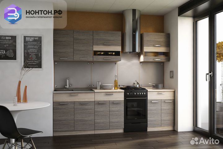 Кухня Эра Зебрано 2.0 м ясень шимо светлый / зебра