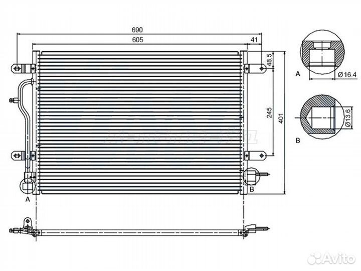 Радиатор кондиционера Audi A4 00-09, A6 97-05, A6 allroad quattro 00-05, S4 03-05