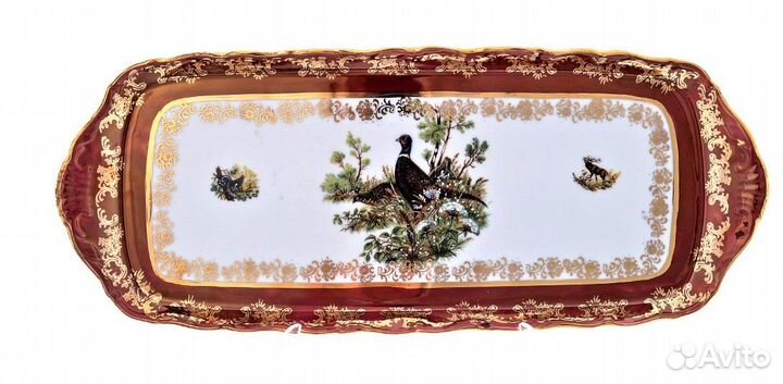 Бульонница с двумя ручками. Охота красная. Чехия