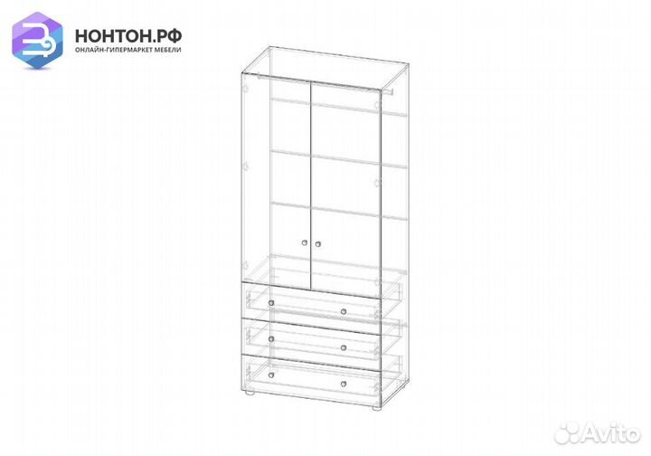 Шкаф 2-створчатый Мийа-3А ясень шимо светлый / беж