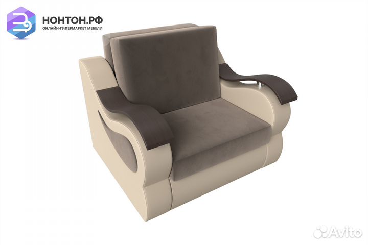 Кресло аккордеон Меркурий велюр коричневый / экоко