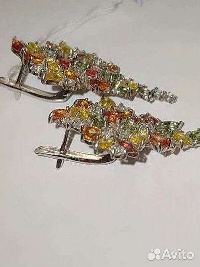 Серебряные серьги с сапфирами