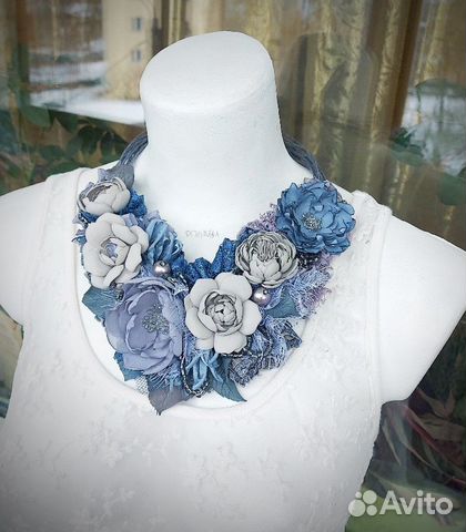 Колье, ожерелье, чокер бохо из ткани