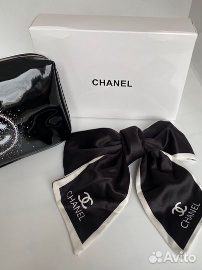 Chanel подарочный набор косметичка заколка черная