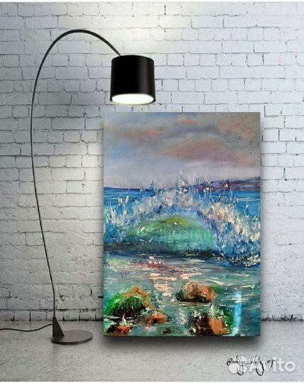 Большая картина маслом на холсте морской пейзаж