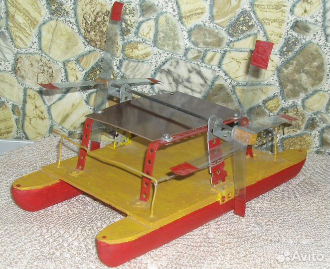 Корабль игрушка модель старая катамаран кораблик
