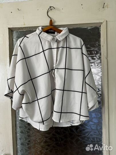 Рубашка женская укороченная в клетку