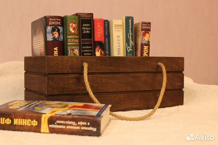 Ящик деревянный подарочный с верёвочными ручками
