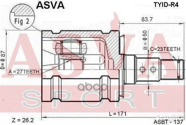 Шрус toyota/lexus RAV4 00- лев. tyidr4 asva