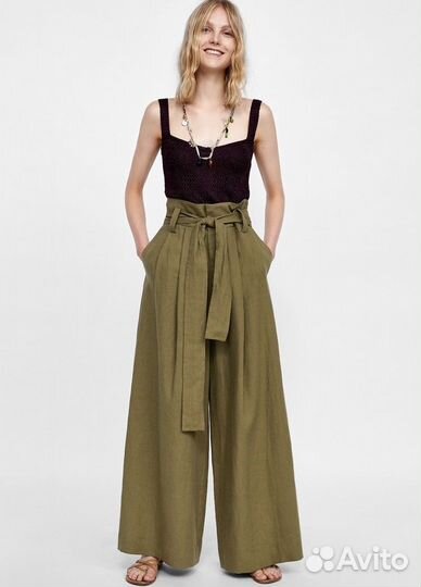 Льняные брюки палаццо Zara/12Storeez, размер XS