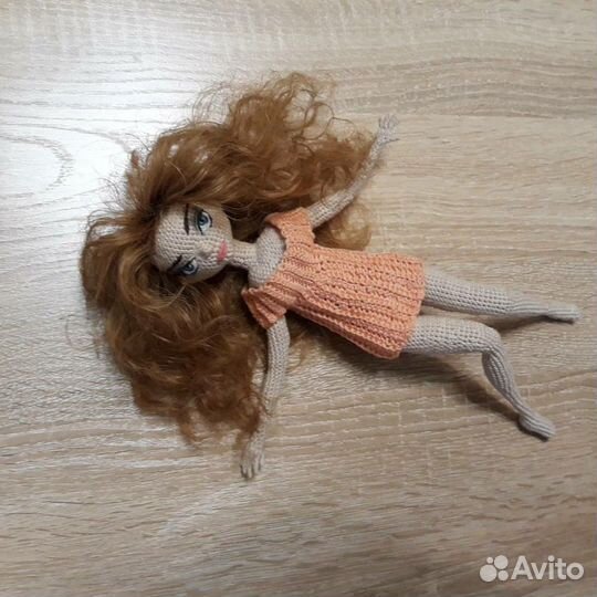 Кукла Анжелика вязанная, каркасная