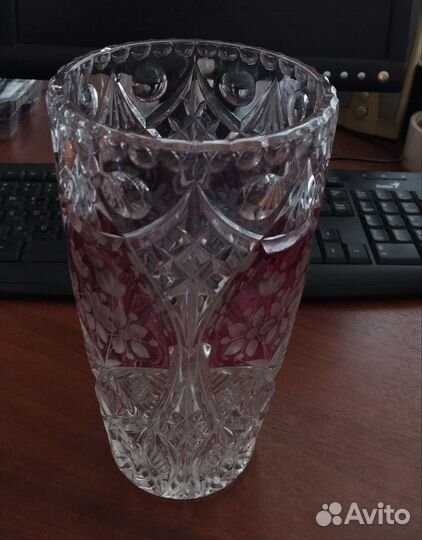 Большая хрустальная ваза для цветов,Чехия