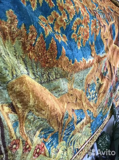 Ковер настенный олени. Плюш, велюр СССР винтаж