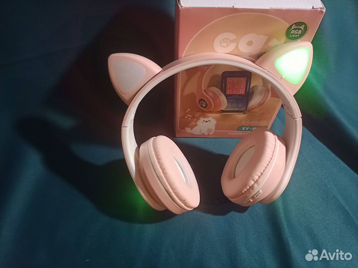 Беспроводные наушники с подсветкой,кошачьи ушки