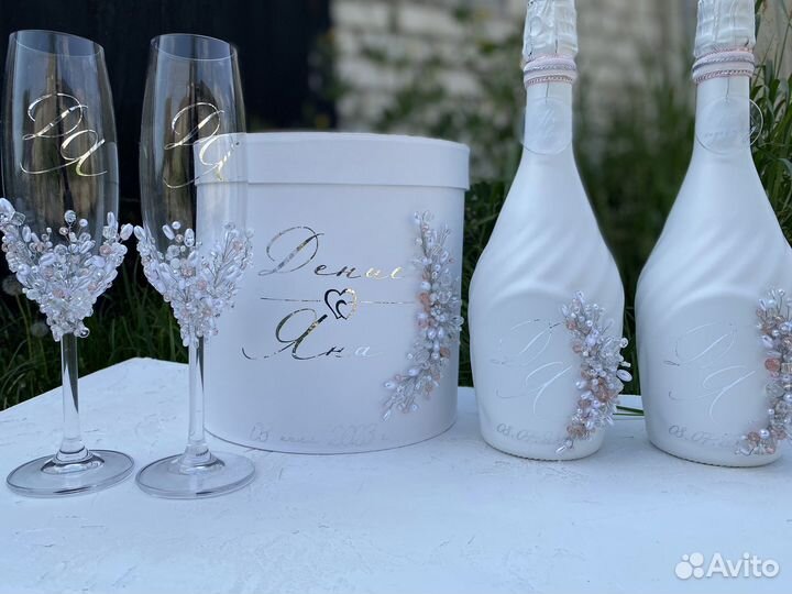 Свадебные бокалы, казна, свадебный набор